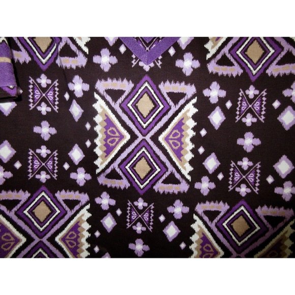 TORY BURCH 4 Stretch Cotton Caftan Dress Ikat Boho Purple Tribal Print Superb! - Picture 2 of 11